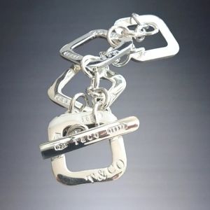1837 TIFFANY & CO T&CO .925 STERLING SILVER SQUARE LINK TOGGLE BRACELET